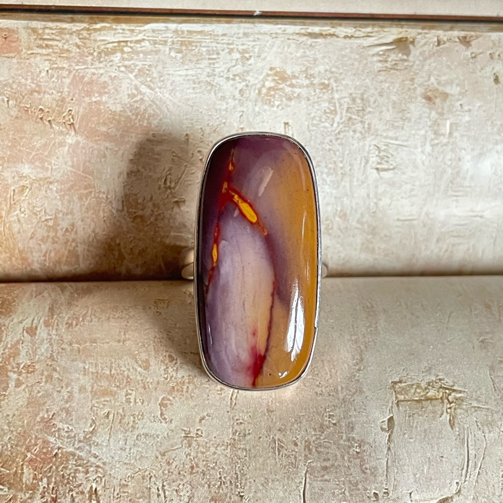 Natural Mookaite Ring in 925 Sterling Silver!! US: 10, Bold rectangular ring